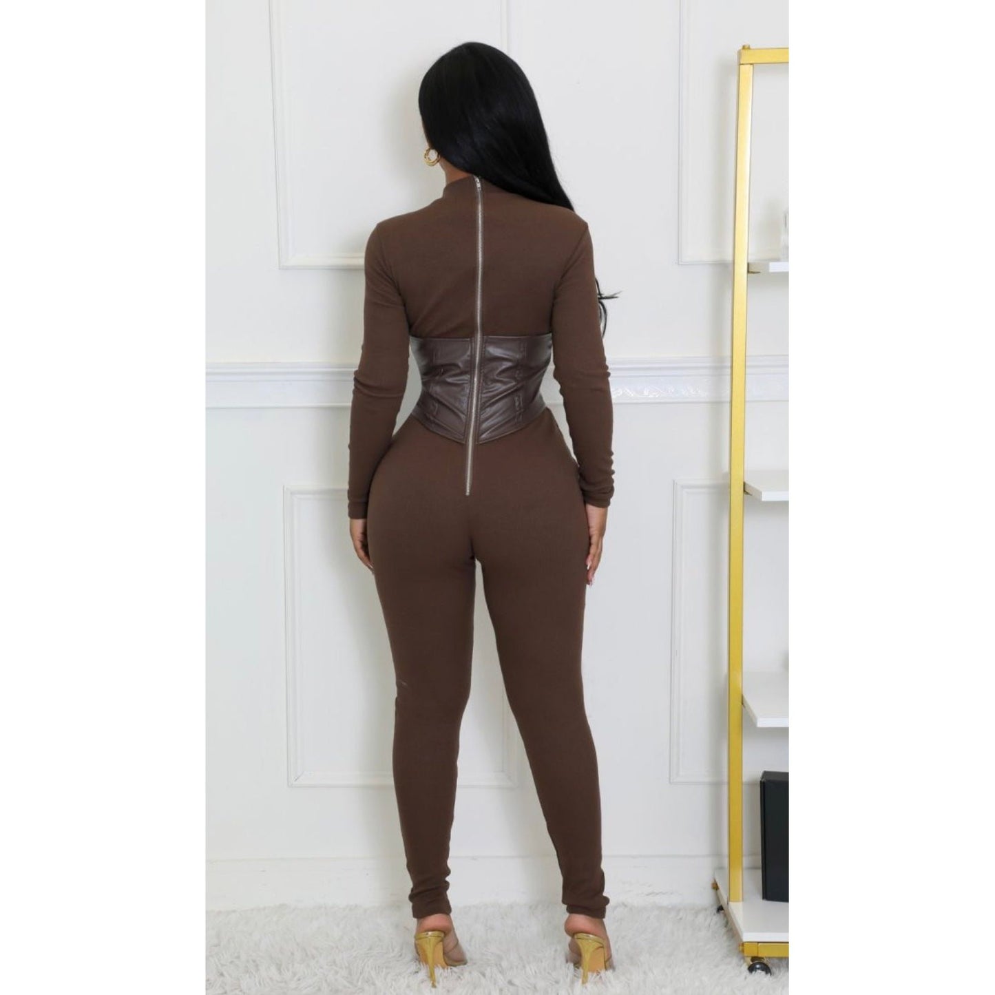 Brown Corset Jumpsuit - Calenthia's Boutique