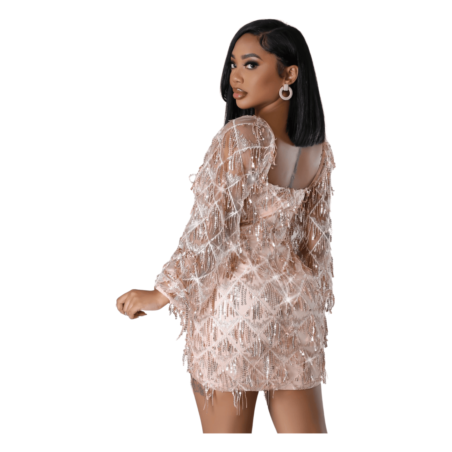 Champagne Sparkle Dress - Calenthia's Boutique