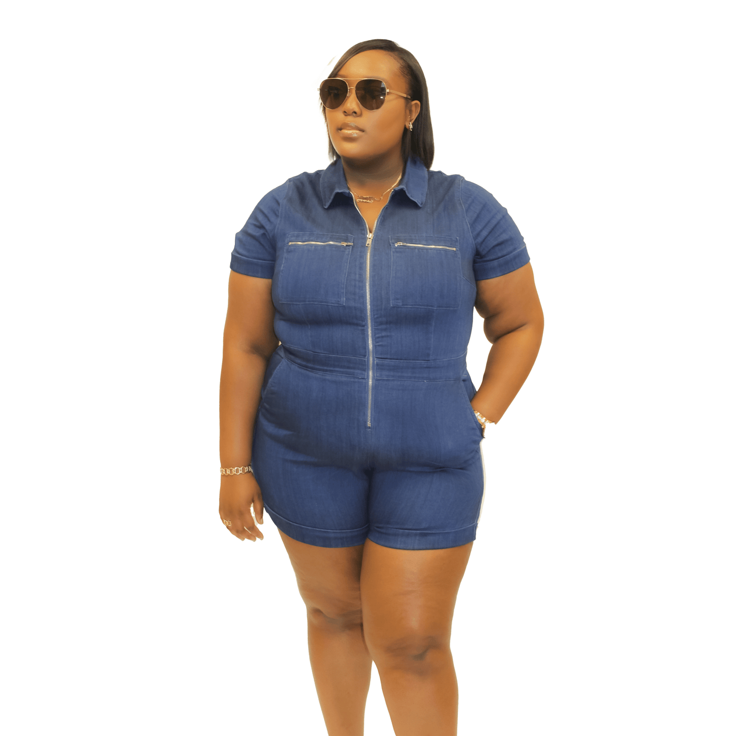 Denim Romper - Calenthia's Boutique