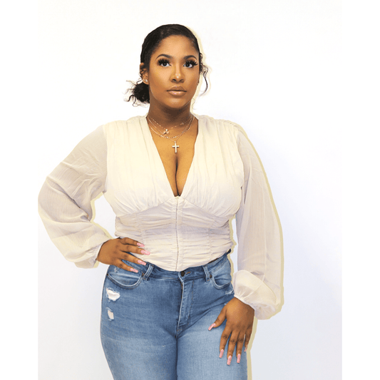 Nude Corset Blouse - Calenthia's Boutique