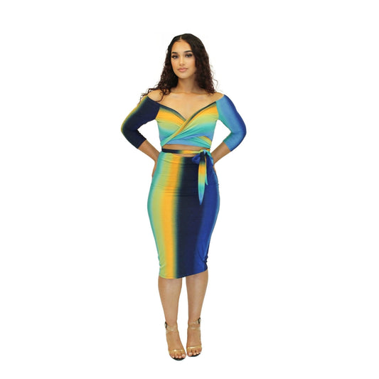 Off Shoulder Gradient Dress - Calenthia's Boutique